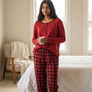 Women's Classic Red Checkered Pajama Set